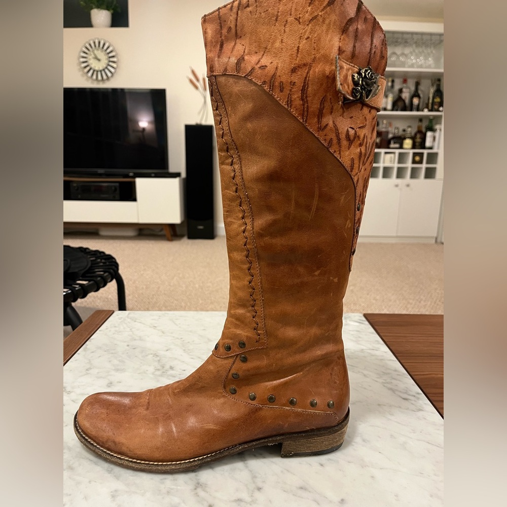 Mark Nason Italy Tan Leather Lace-Up Boots size 10